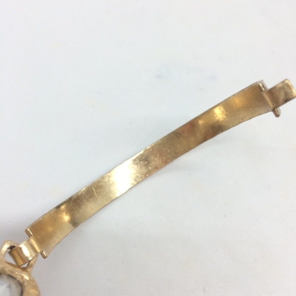 3/$30 SMOKEY FACETED ACRYLIC CROSS BANGLE BRACELET TEXTURED GOLD TONE - Picture 6 of 10